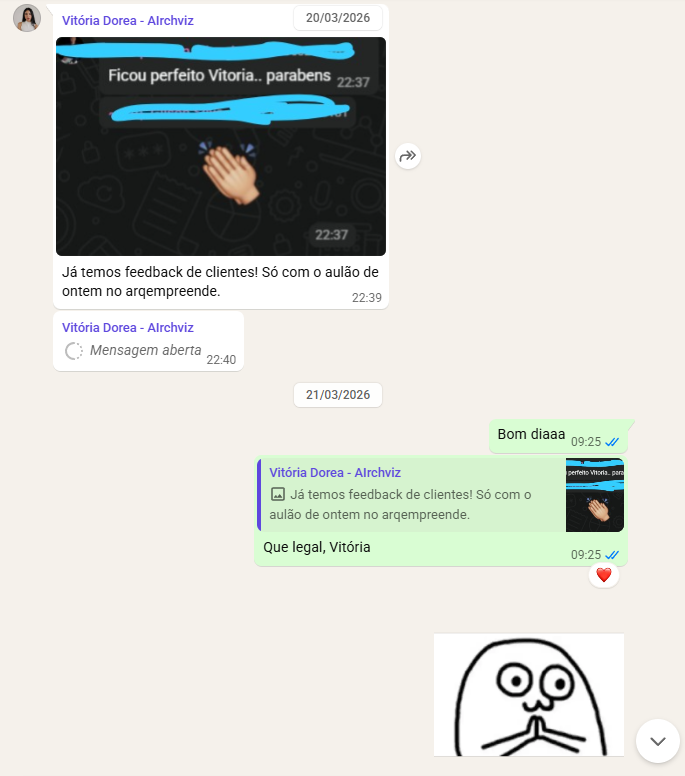 Feedback de Vitória Dorea sobre resultado de cliente no AIrchviz