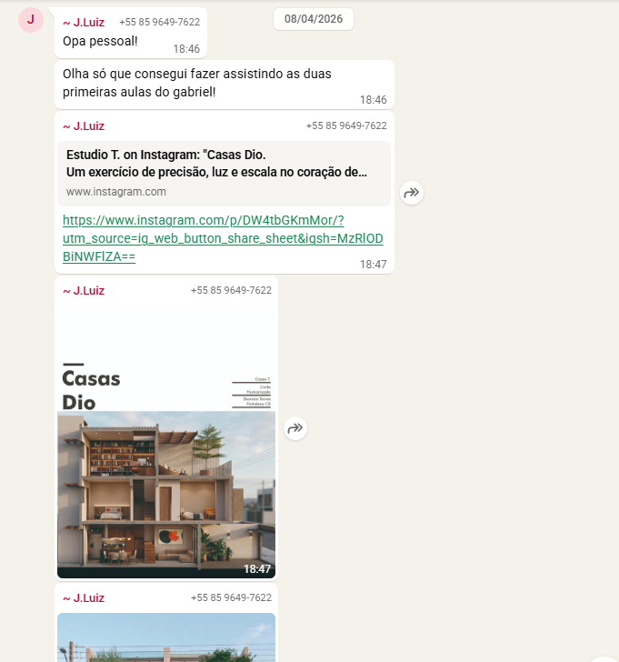 Feedback de J.Luiz sobre resultado criado nas primeiras aulas