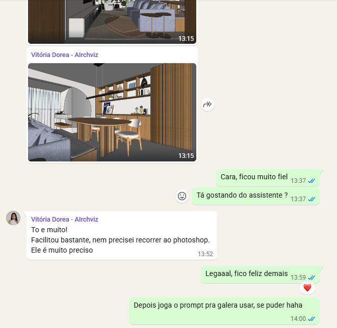 Feedback de Vitória Dorea sobre o assistente e precisão do AIrchviz