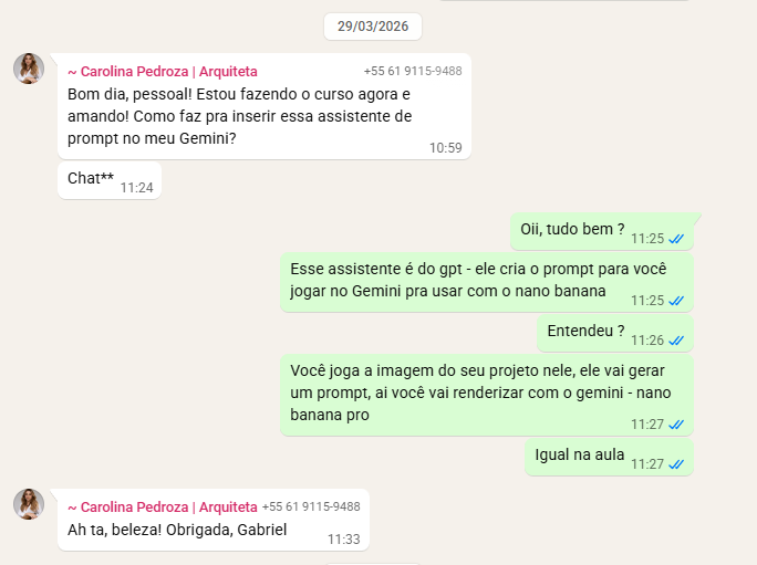 Feedback de Carolina Pedroza sobre o assistente de prompt do AIrchviz