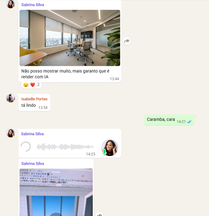 Feedback de Sabrina Silva sobre render com IA